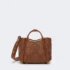 Extra-small marine bag in diamond-patterned basketweave, amber brown
