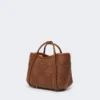 Extra-small marine bag in diamond-patterned basketweave, amber brown