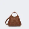 Extra-small marine bag in diamond-patterned basketweave, amber brown