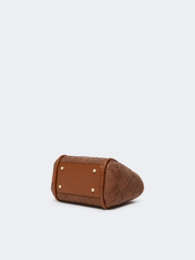 Extra-small marine bag in diamond-patterned basketweave, amber brown