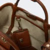Extra-small marine bag in diamond-patterned basketweave, amber brown