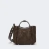 Extra-small marine bag in diamond-patterned basketweave, dark brown