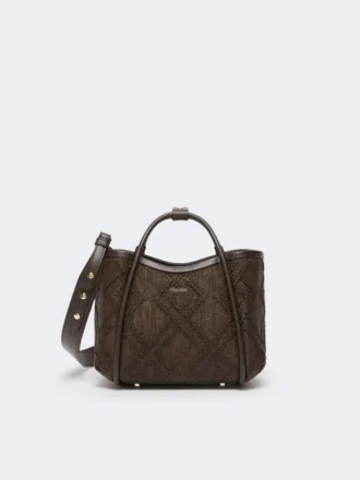 Extra-small marine bag in diamond-patterned basketweave, dark brown