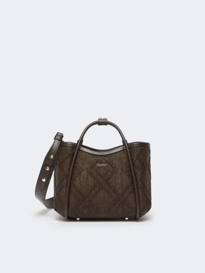 Extra-small marine bag in diamond-patterned basketweave, dark brown