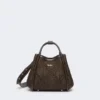 Extra-small marine bag in diamond-patterned basketweave, dark brown