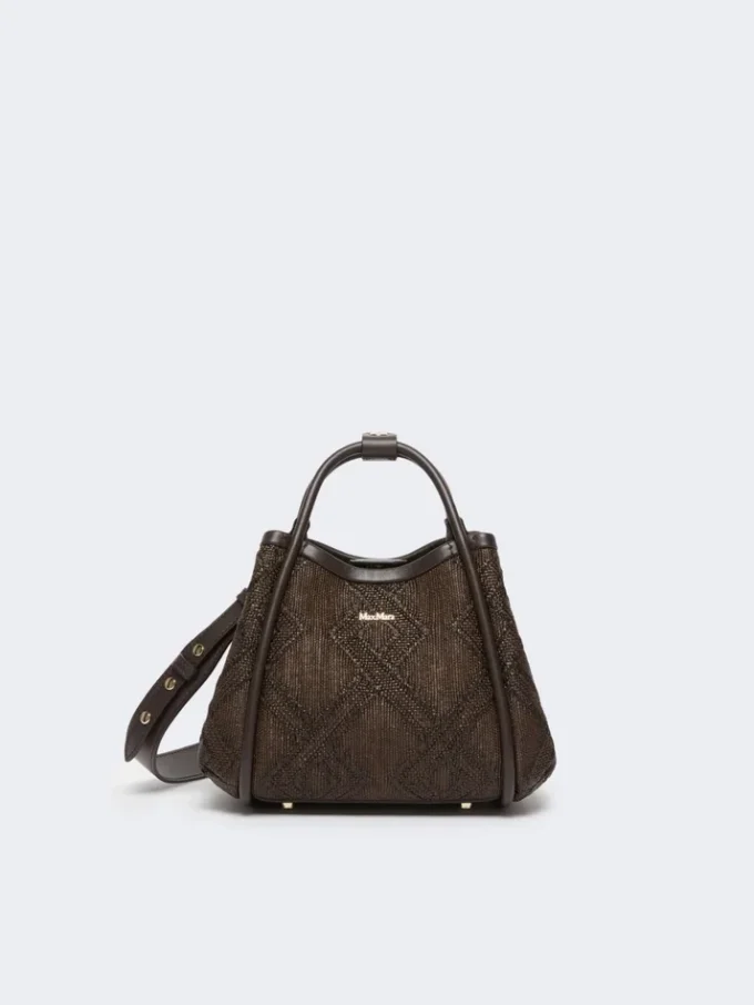Extra-small marine bag in diamond-patterned basketweave, dark brown