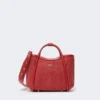 Extra-small raffia-look basketweave marine bag, red