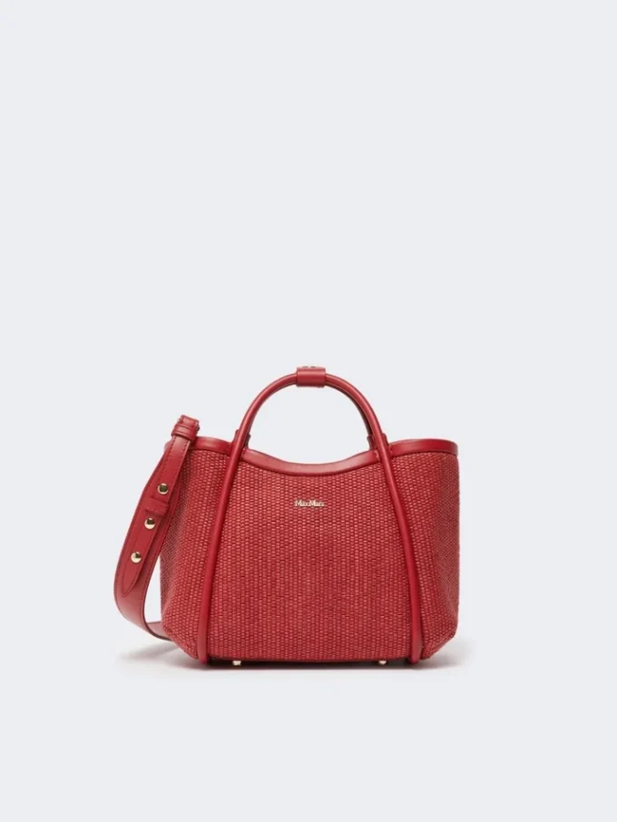 Extra-small raffia-look basketweave marine bag, red