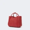Extra-small raffia-look basketweave marine bag, red