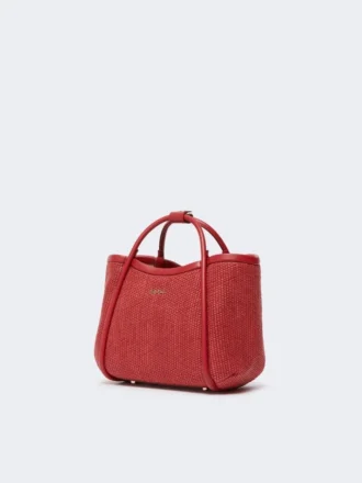 Extra-small raffia-look basketweave marine bag, red