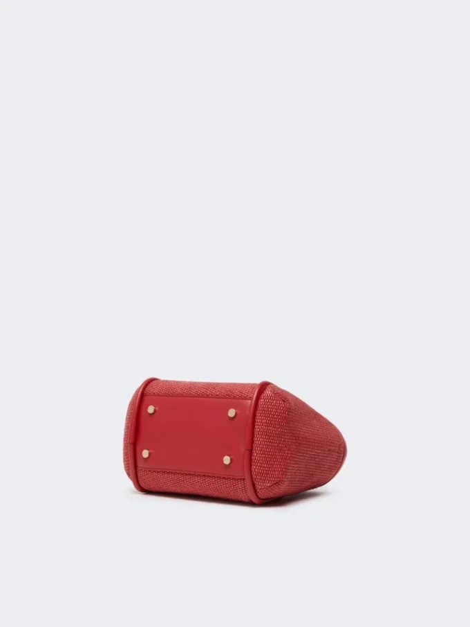 Extra-small raffia-look basketweave marine bag, red