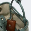 Extra-small raffia-look basketweave marine bag, sage green