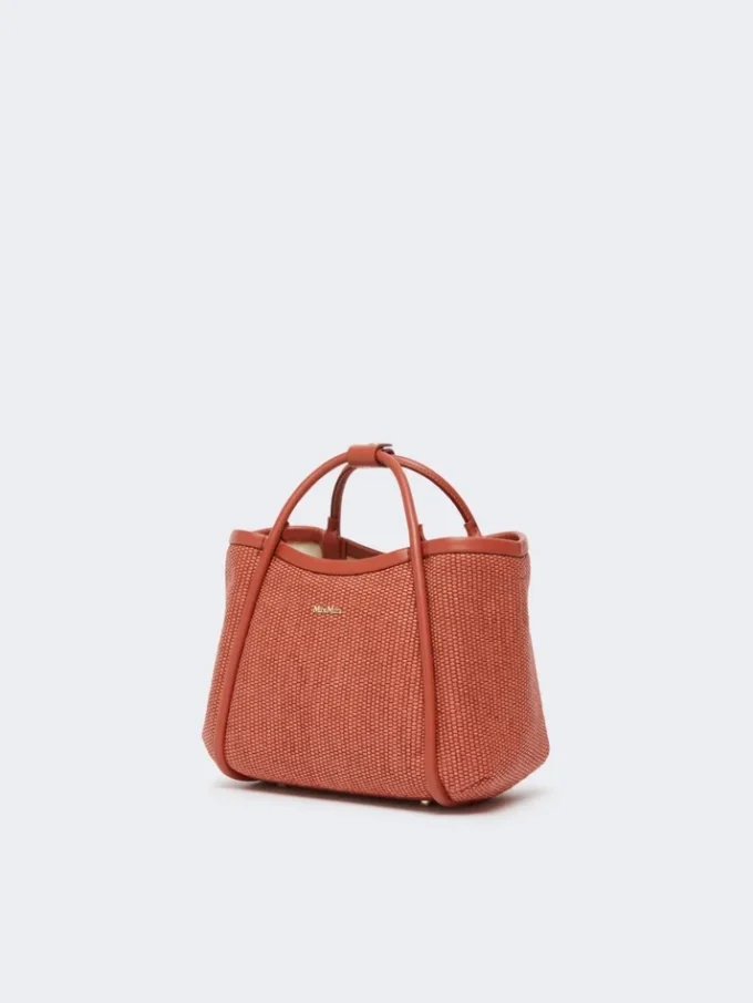 Extra-small raffia-look basketweave marine bag, terra cotta