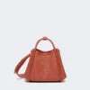 Extra-small raffia-look basketweave marine bag, terra cotta