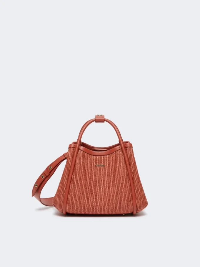 Extra-small raffia-look basketweave marine bag, terra cotta