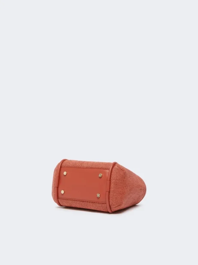 Extra-small raffia-look basketweave marine bag, terra cotta