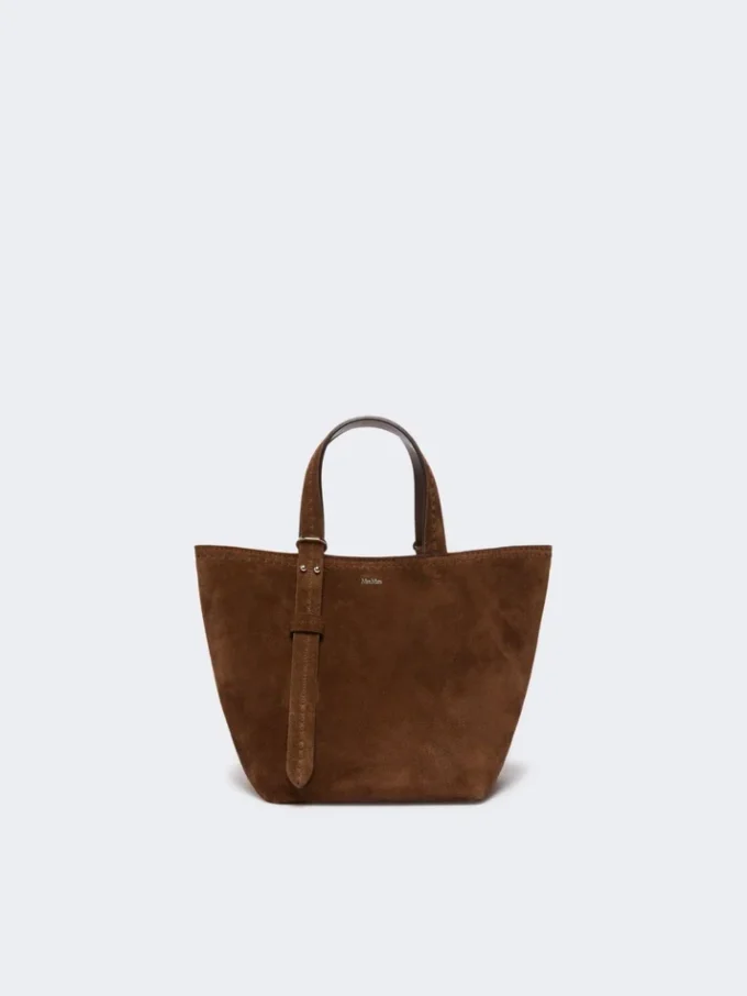 Extra-small split leather archetipo bag, dark brown