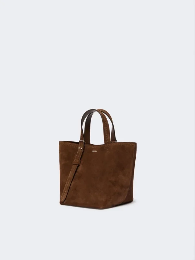 Extra-small split leather archetipo bag, dark brown