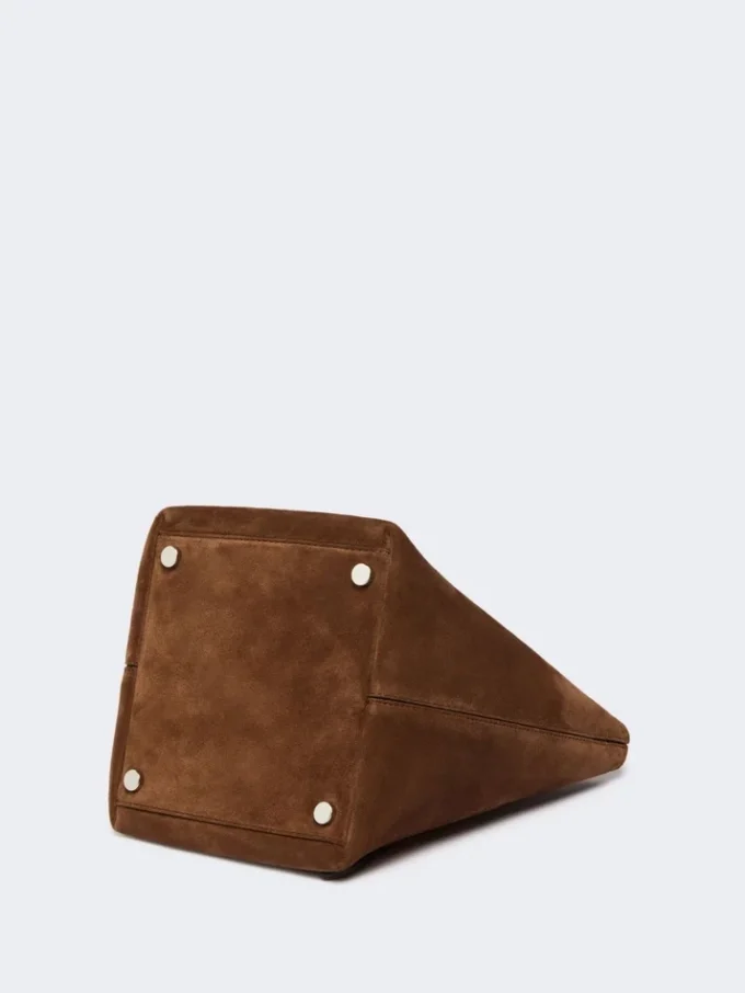Extra-small split leather archetipo bag, dark brown