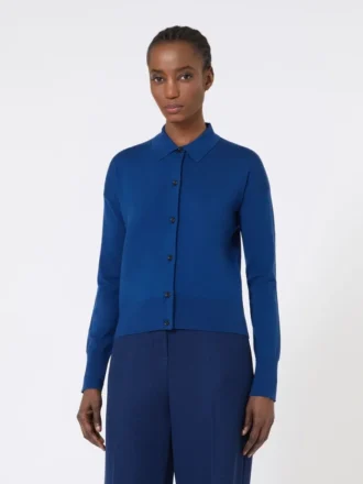 Feminine wool cardigan, china blue