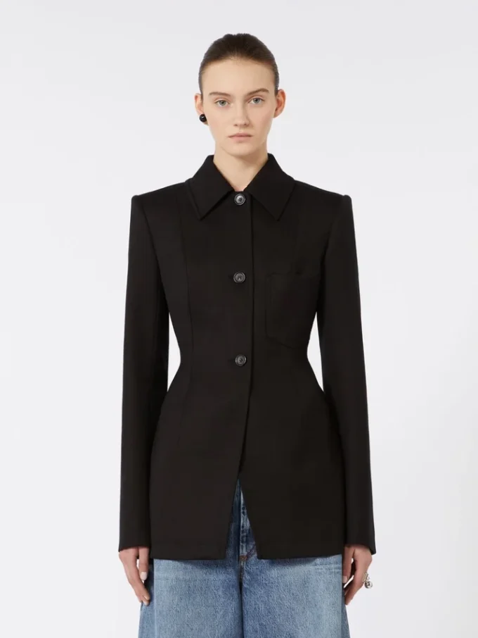 Fitted gabardine shirt jacket, black Fitted gabardine shirt jacket, black