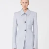 Fitted gabardine shirt jacket, medium grey