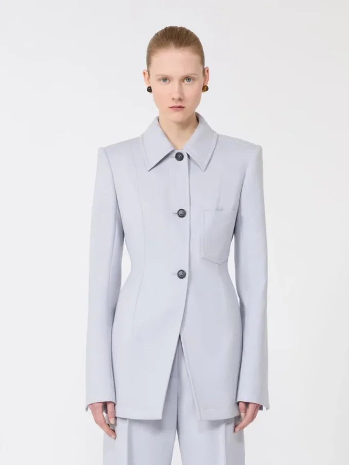 Fitted gabardine shirt jacket, medium grey