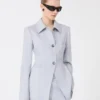Fitted gabardine shirt jacket, medium grey