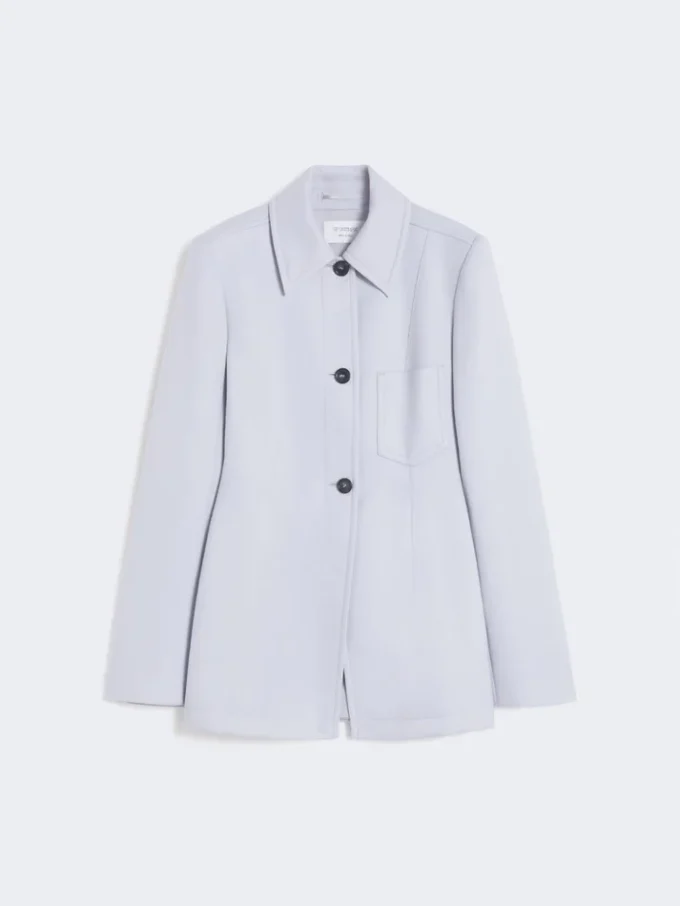 Fitted gabardine shirt jacket, medium grey