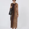 Fitted tulle jersey dress, beige shaded Fitted tulle jersey dress, beige shaded