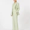 Wool crepe trousers, green