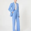 Fitted wool crepe blazer, light blue Fitted wool crepe blazer, light blue