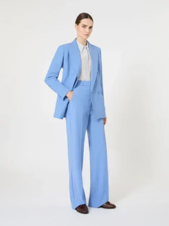 Fitted wool crepe blazer, light blue Fitted wool crepe blazer, light blue