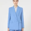 Fitted wool crepe blazer, light blue Fitted wool crepe blazer, light blue