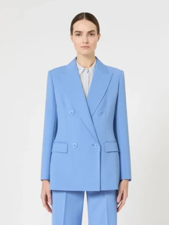 Fitted wool crepe blazer, light blue Fitted wool crepe blazer, light blue