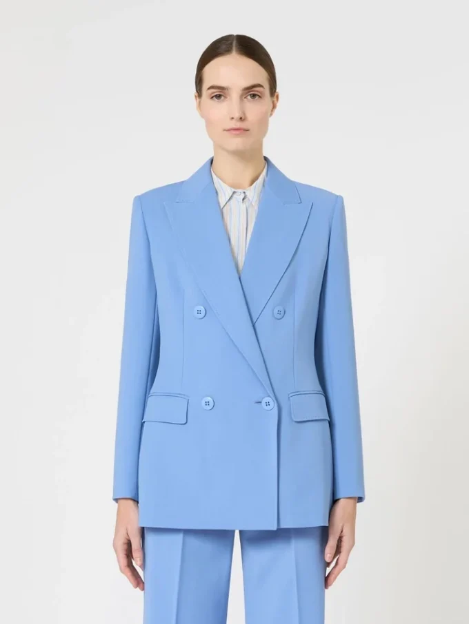 Fitted wool crepe blazer, light blue Fitted wool crepe blazer, light blue