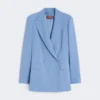 Fitted wool crepe blazer, light blue Fitted wool crepe blazer, light blue