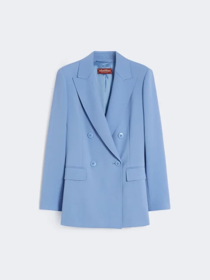 Fitted wool crepe blazer, light blue Fitted wool crepe blazer, light blue