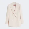 Fitted wool crepe blazer, pink