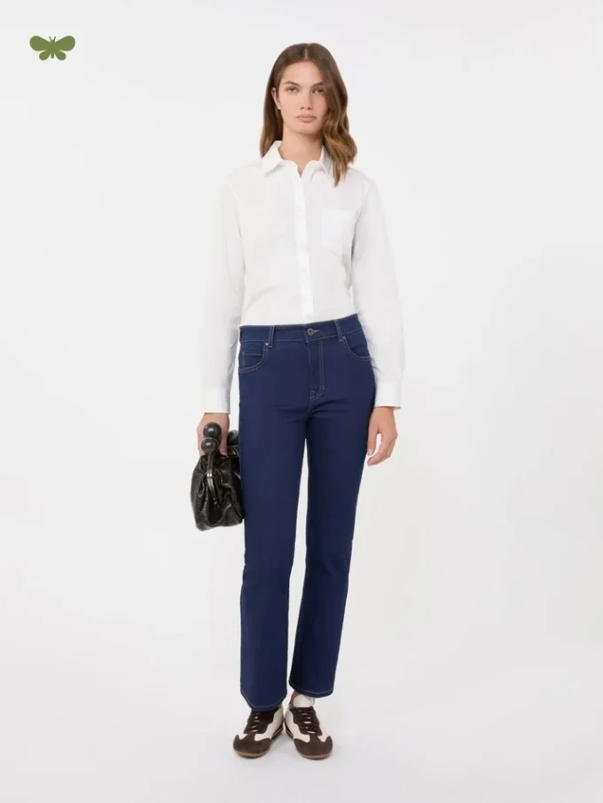 Five-pocket stretch denim jeans, navy