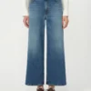 Flared comfortable denim jeans, navy