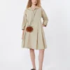 Flared cotton-poplin dress, sand Flared cotton-poplin dress, sand