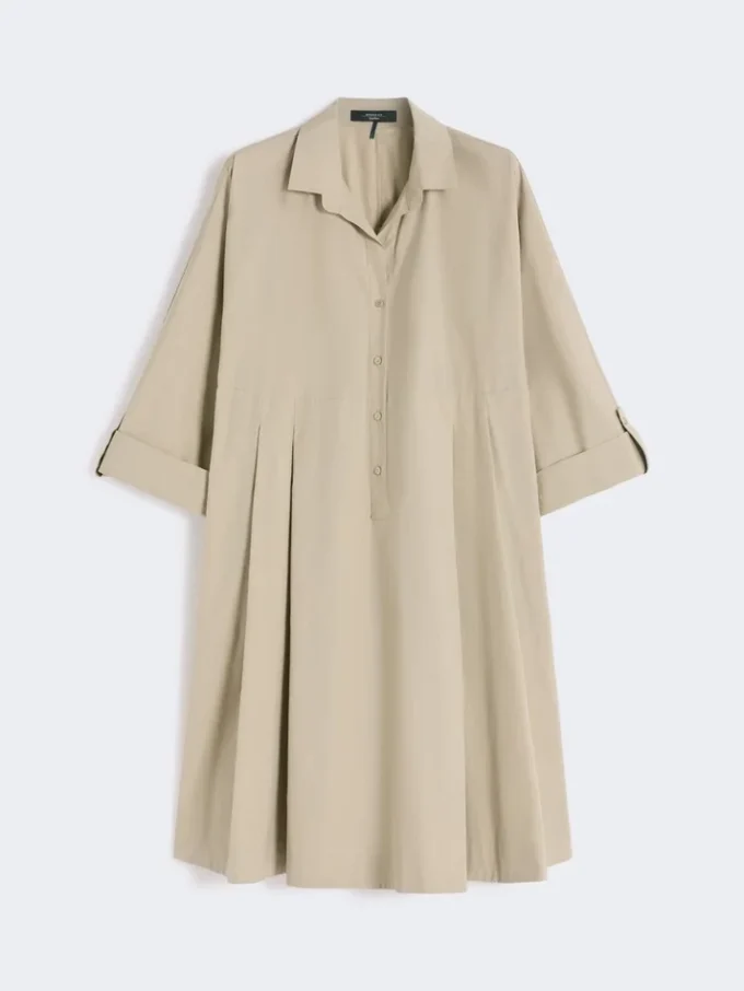 Flared cotton-poplin dress, sand Flared cotton-poplin dress, sand