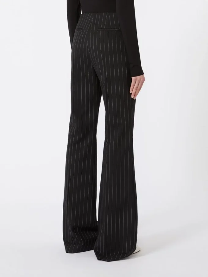 Flared pinstripe wool trousers, black Flared pinstripe wool trousers, black