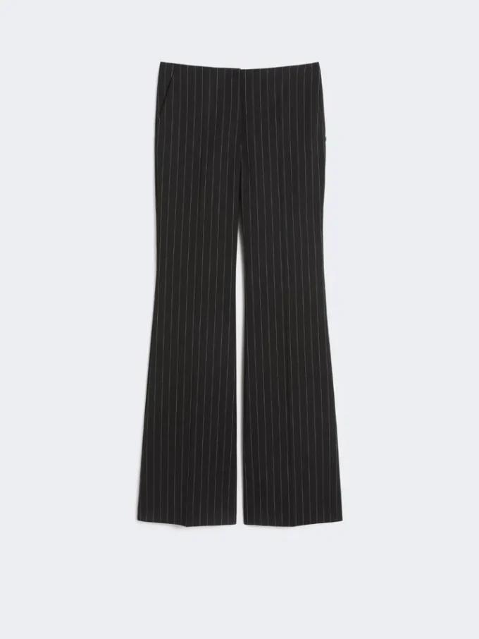 Flared pinstripe wool trousers, black Flared pinstripe wool trousers, black