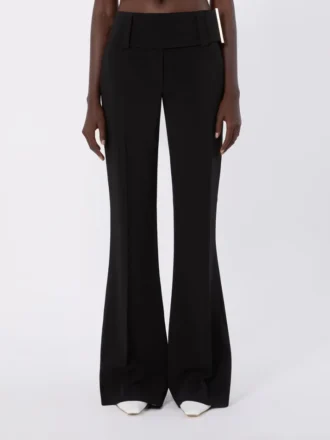 Flared stretch viscose trousers, black