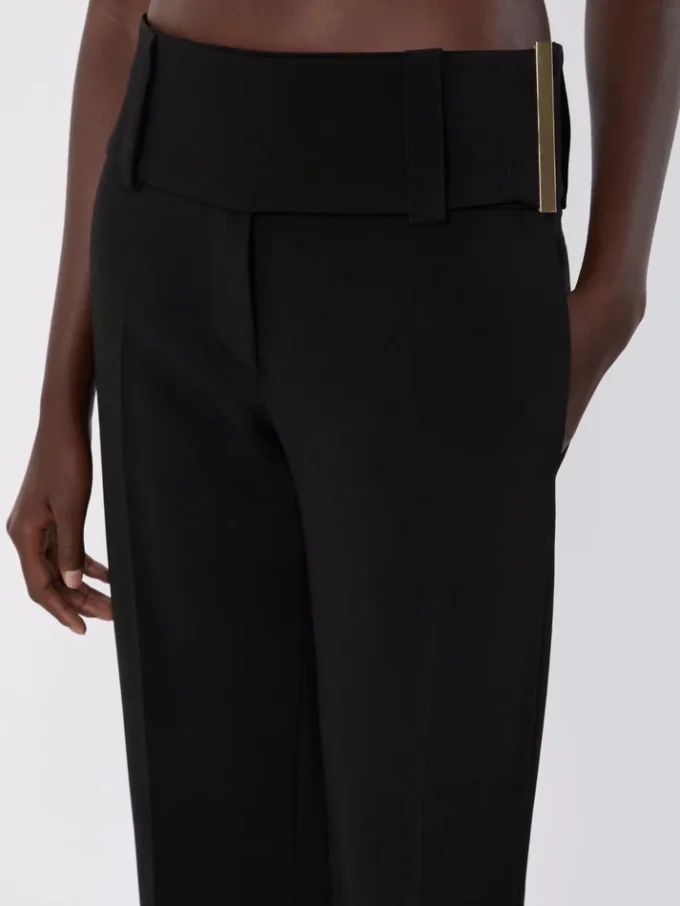 Flared stretch viscose trousers, black