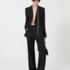 Flared stretch woollen cloth trousers, black Flared stretch woollen cloth trousers, black