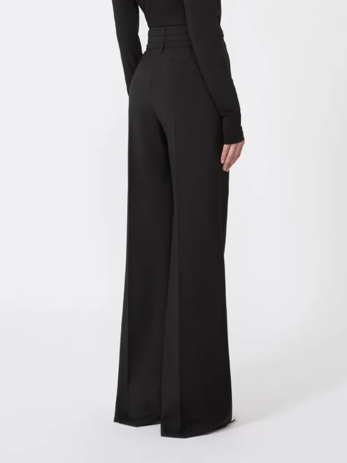 Flared stretch woollen cloth trousers, black Flared stretch woollen cloth trousers, black
