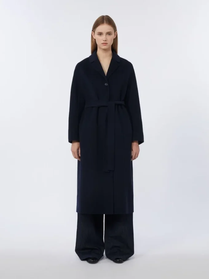 Flared wool coat, midnightblue